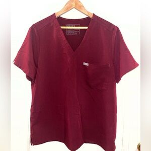 Maroon FIGS Technical Collection Scrub Top